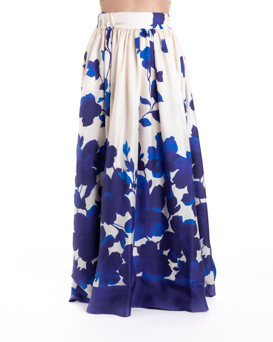 Co.Go Silk Skirt White/Blue | Occasionwear