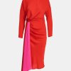 ESSENTIEL Estelle Draped Detail Dress Red/Pink | Occasionwear