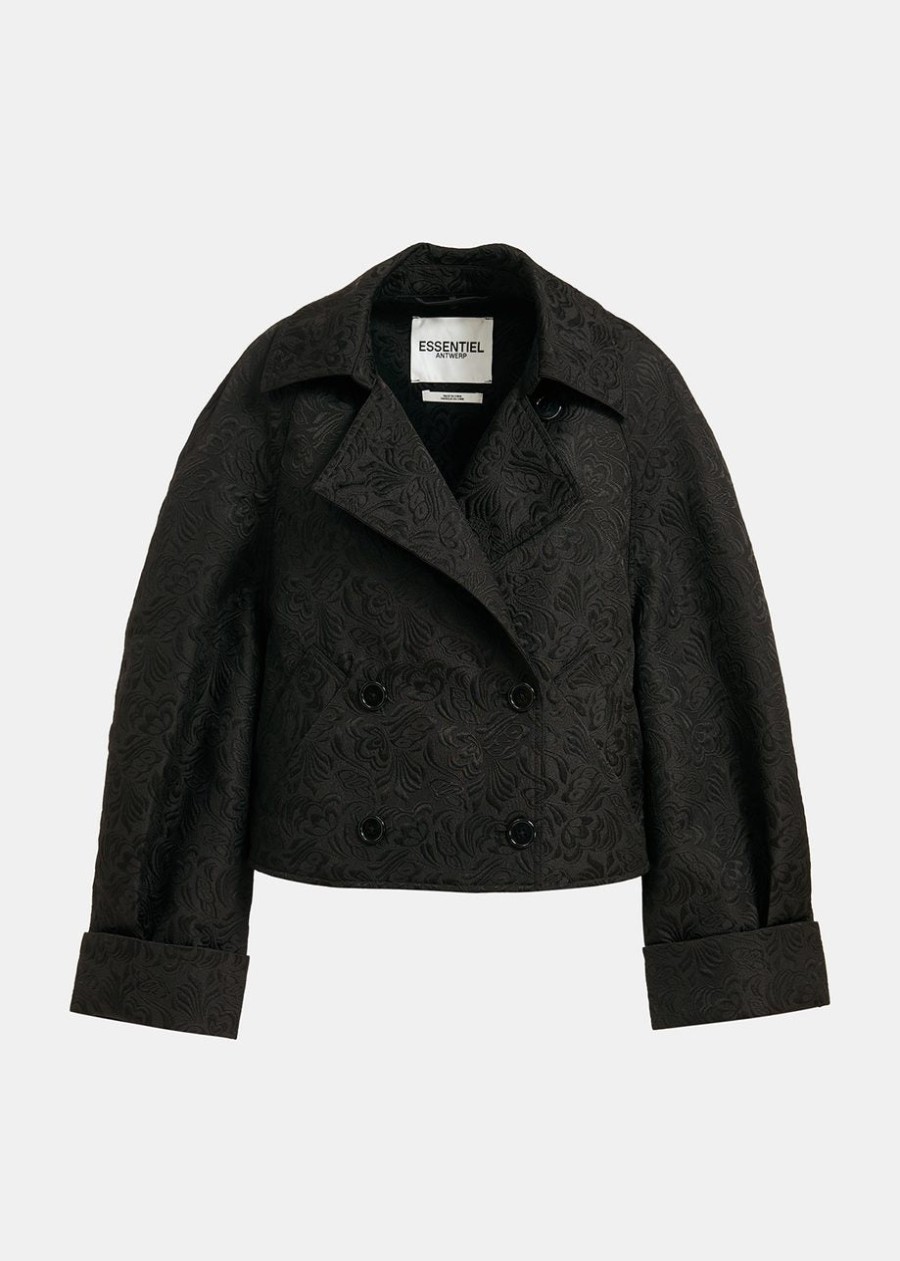 ESSENTIEL Eyvette Jacquard Jacket Black | Outerwear