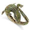 Melange de Luxe Rhinestone Crocodile Cuff Bangle Green | Bracelets