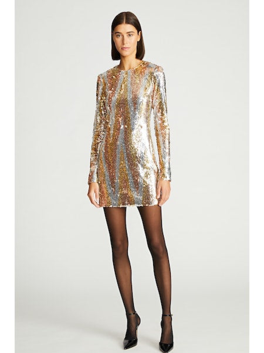 Halston Maude Chevron Sequin Dress Gold/Silver | Dresses & Jumpsuits