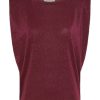 Momoni Enna Lurex Jersey Top Wine Red | Tops