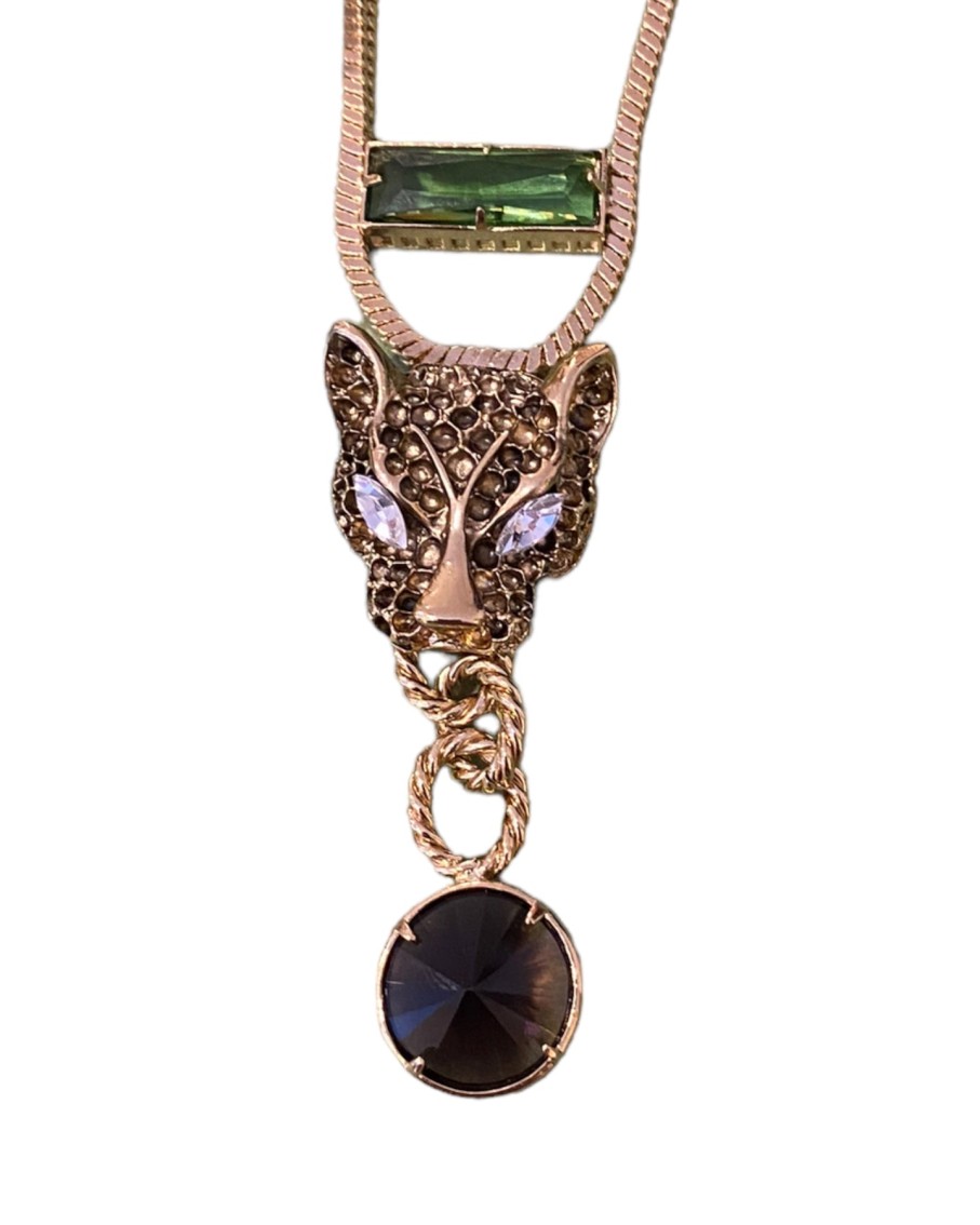 Radá Violet Emeral Brass Necklace With Glass Stones | Necklaces