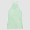 Patrizia Pepe Astral Sleeveless Rhinestone-Embellished Mesh Top Green | Tops