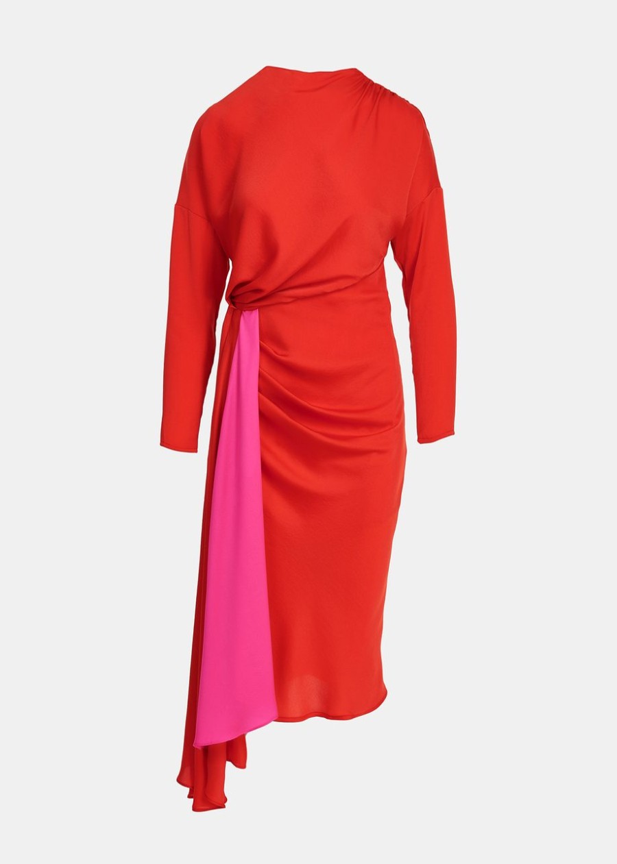 ESSENTIEL Estelle Draped Detail Dress Red/Pink | Dresses & Jumpsuits