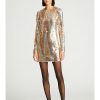 Halston Maude Chevron Sequin Dress Gold/Silver | Occasionwear