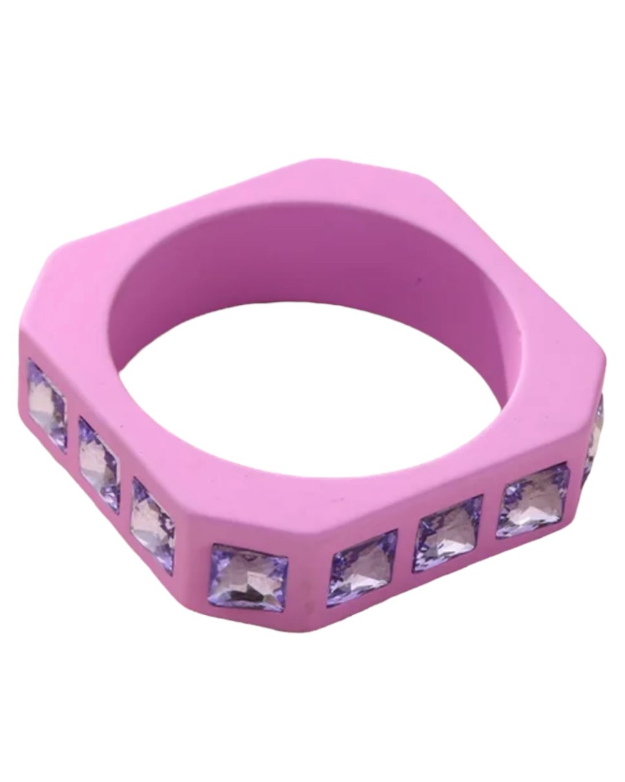 Mélange de Luxe Square Bangle Bracelet With Colorful Crystals Lilac | Bracelets