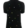 Alessandro Enriquez Short Sleeved Black Tutleneck Knit With Multiolor Uno Buttons | Tops