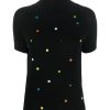 Alessandro Enriquez Short Sleeved Black Tutleneck Knit With Multiolor Uno Buttons | Knitwear