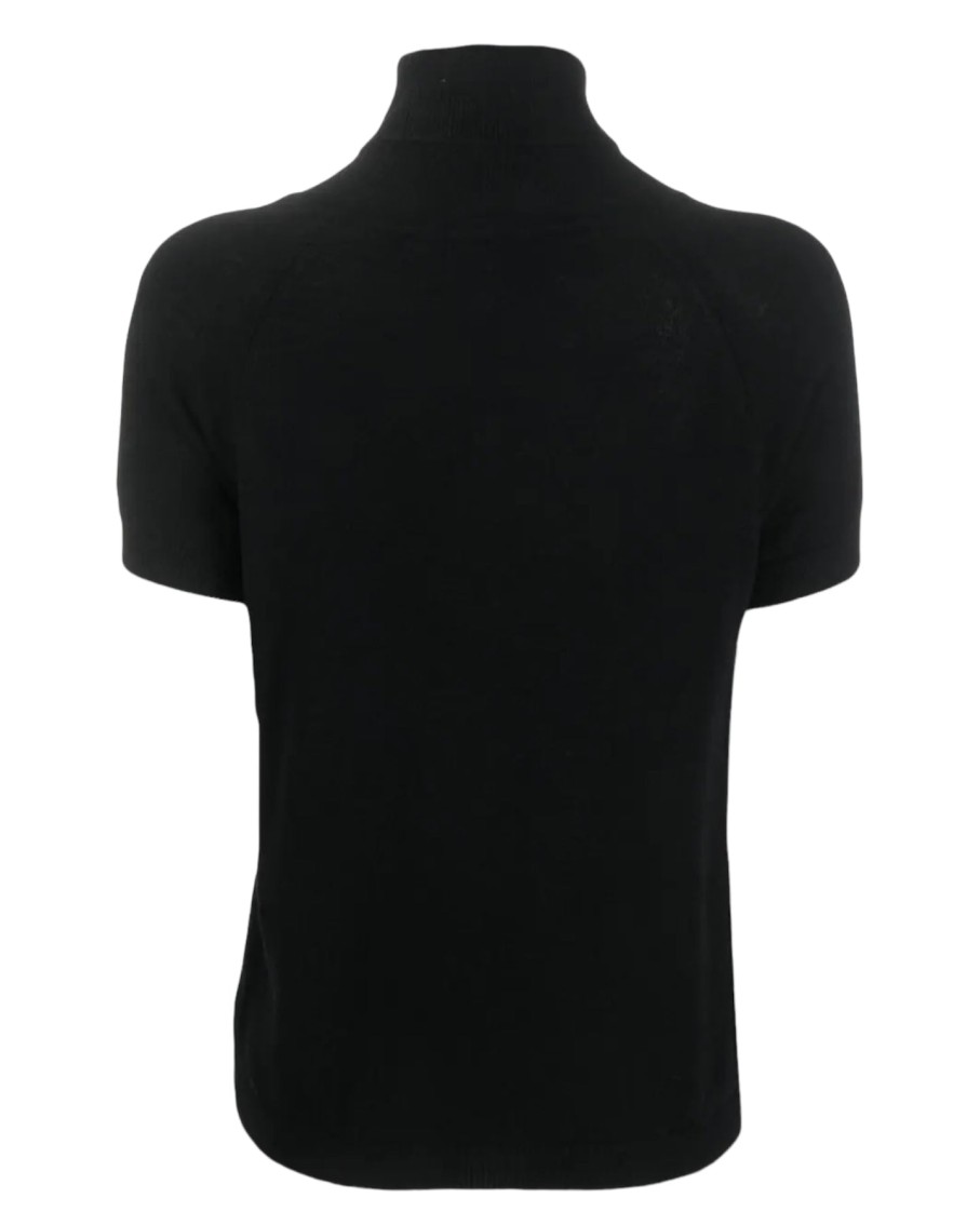 Alessandro Enriquez Short Sleeved Black Tutleneck Knit With Multiolor Uno Buttons | Knitwear