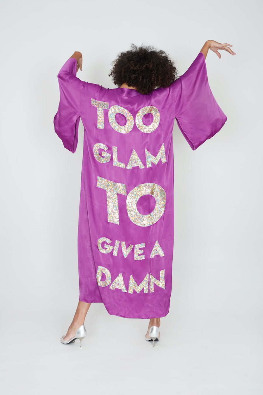 House Of Mua Mua Too Glam To Give A Damn Kimono Purple | Vacationwear