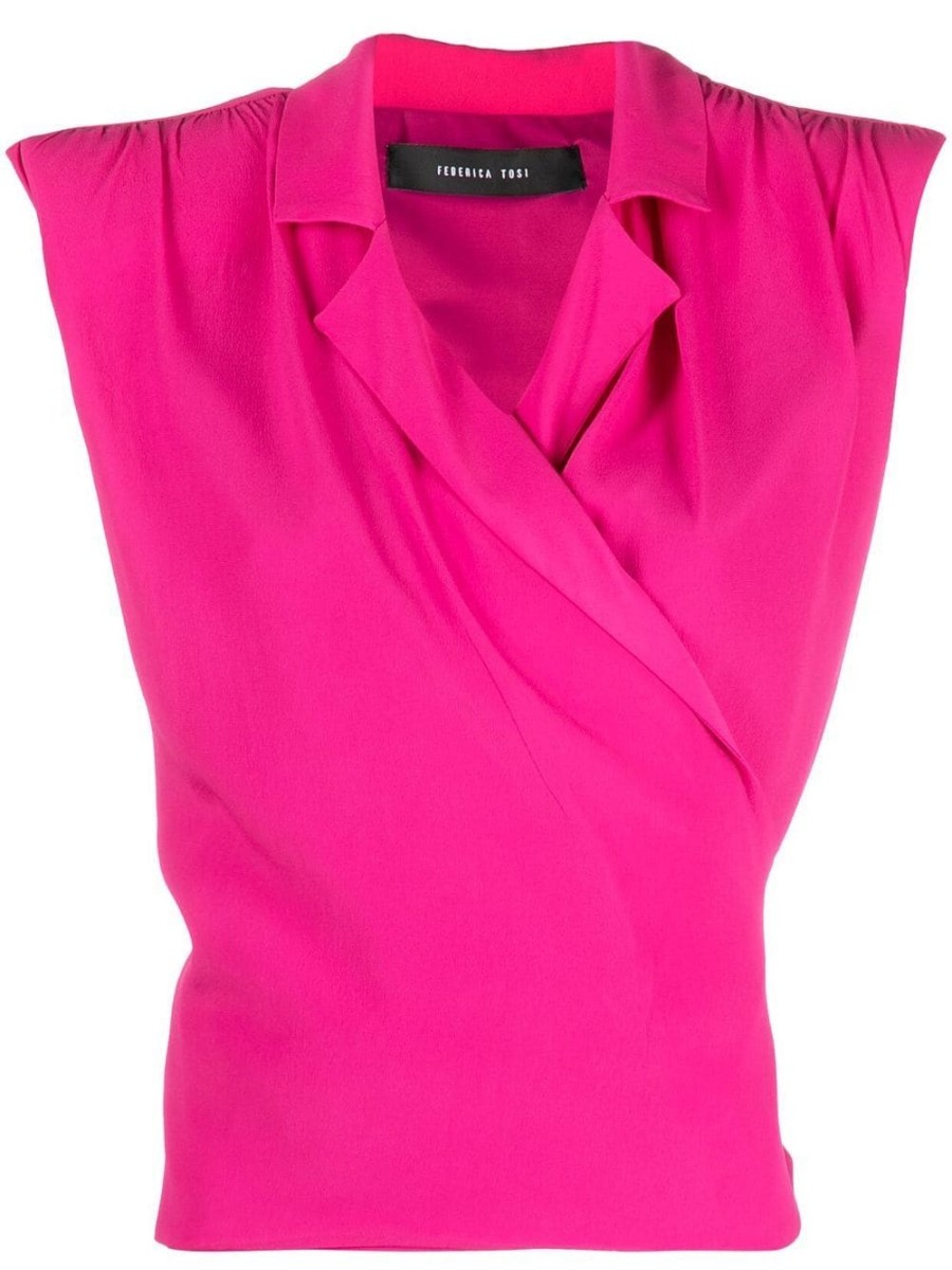 Federica Tosi Wrapped Sleeveless Shirt Pink | Businesswear