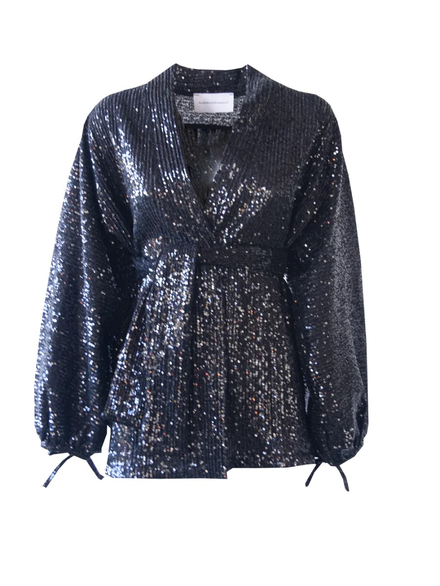 Alessandra Gallo Amelia Sequin Shirt Black | Shirts & Blouses