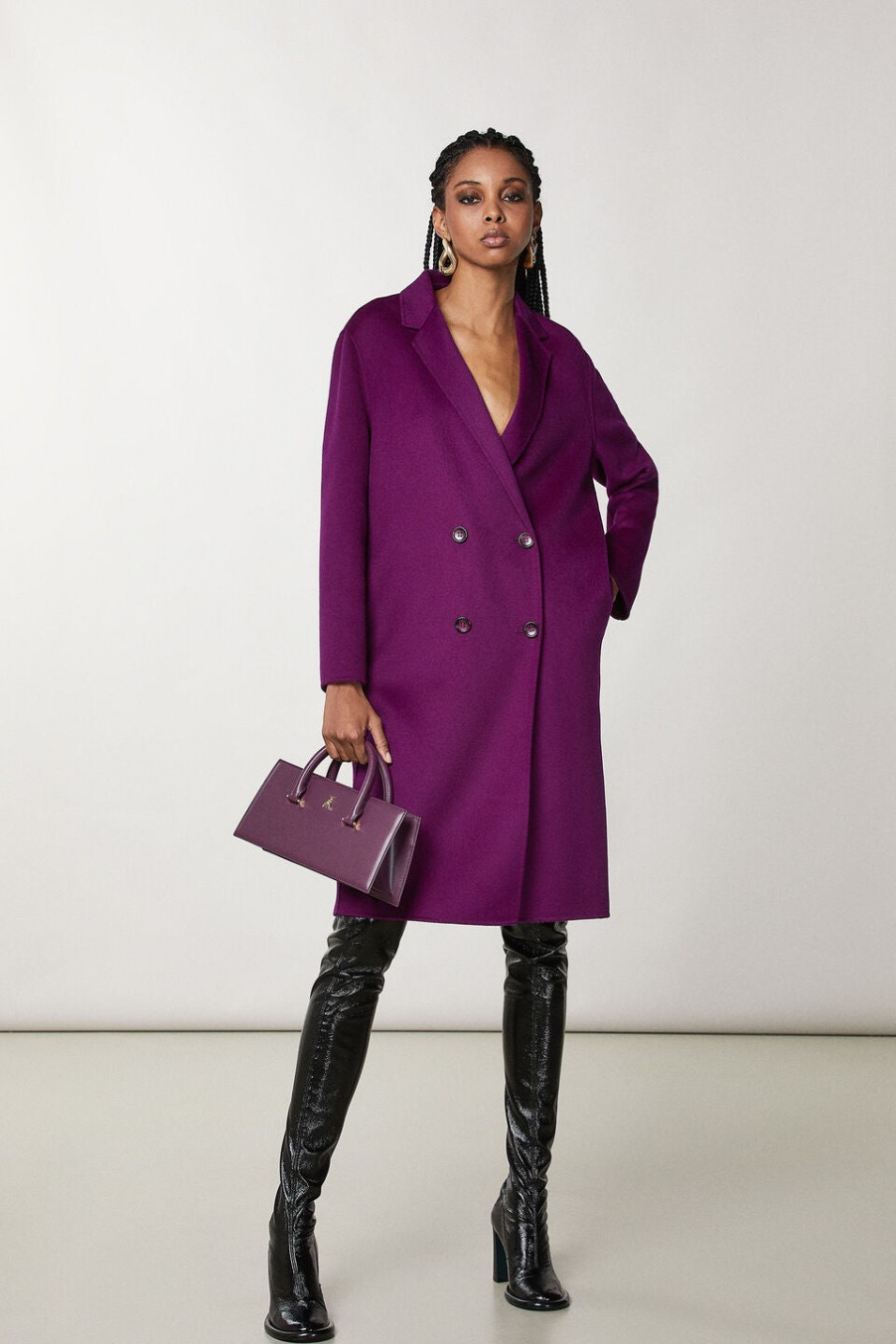 Patrizia Pepe Cloth Double Coat Purple | Outerwear