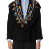 Stella jean Peacoat Embroidered Jacket Black | Outerwear