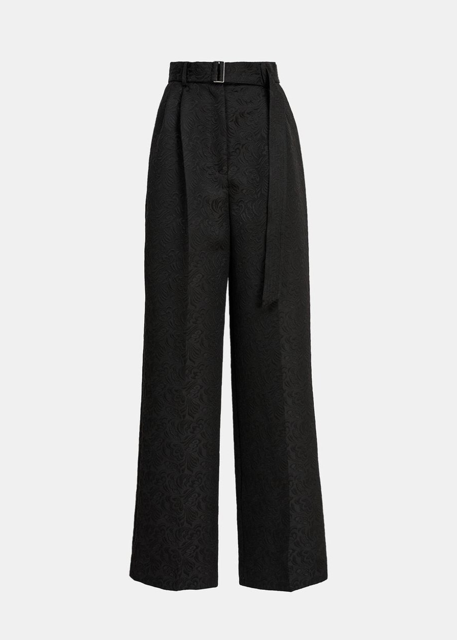 ESSENTIEL Eroseida Jacquard Straight-Leg Pants Black | Pants