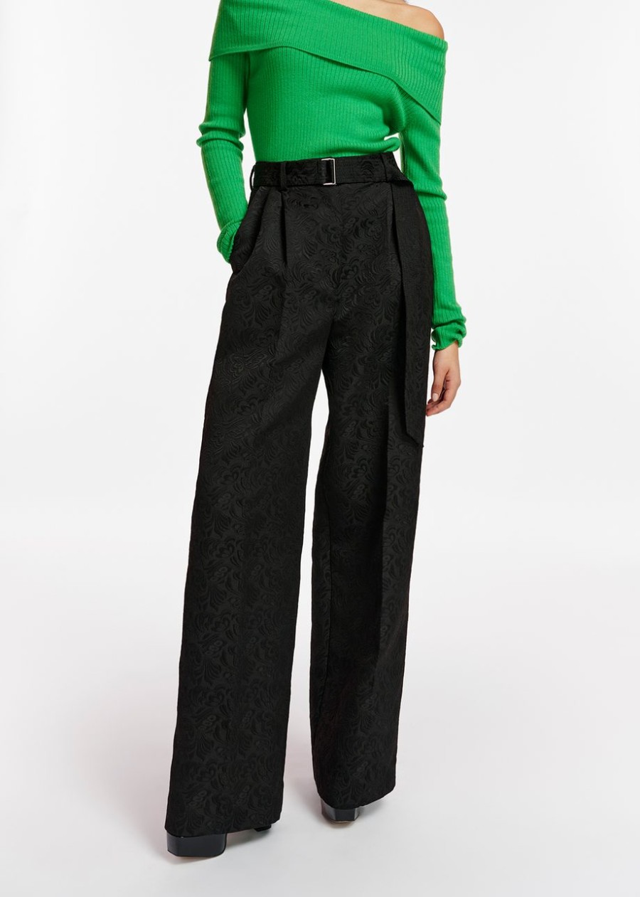 ESSENTIEL Eroseida Jacquard Straight-Leg Pants Black | Pants