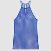 Patrizia Pepe Astral Sleeveless Rhinestone-Embellished Mesh Top Blue | Occasionwear