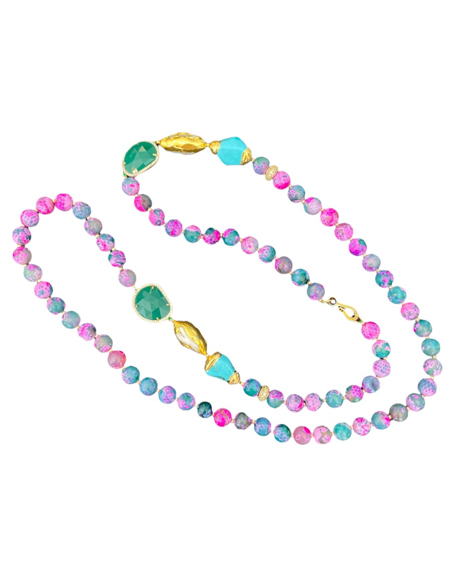 MdL Stone Pearl Necklace Multicolor | Necklaces