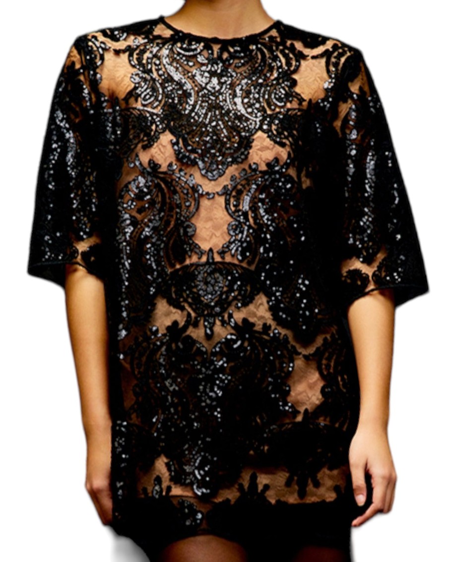 SemiCouture Lilas Lace And Sequin Dress Black | Dresses & Jumpsuits