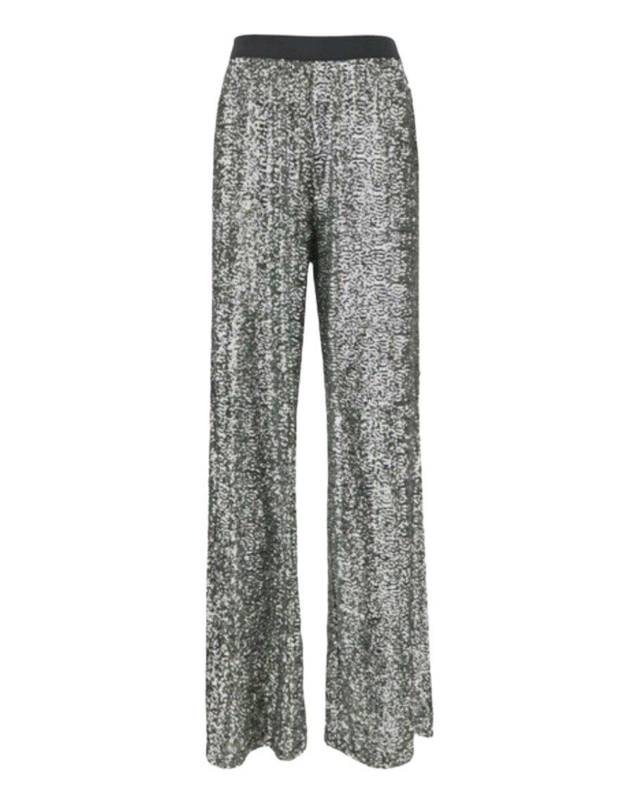 SemiCouture Palazzo Sequin Trousers Silver | Occasionwear