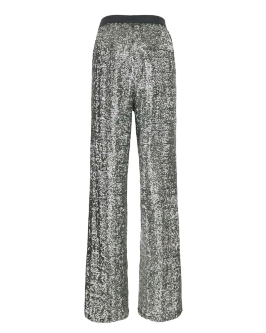 SemiCouture Palazzo Sequin Trousers Silver | Occasionwear