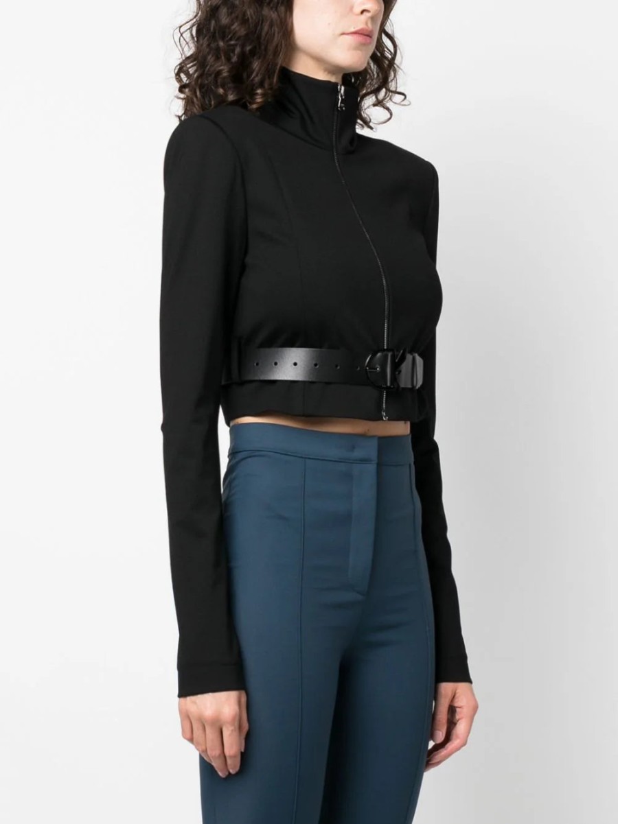 Patrizia Pepe Cropped Jacket With Belted Waist Black | Jackets