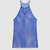 Patrizia Pepe Astral Sleeveless Rhinestone-Embellished Mesh Top Blue | Tops