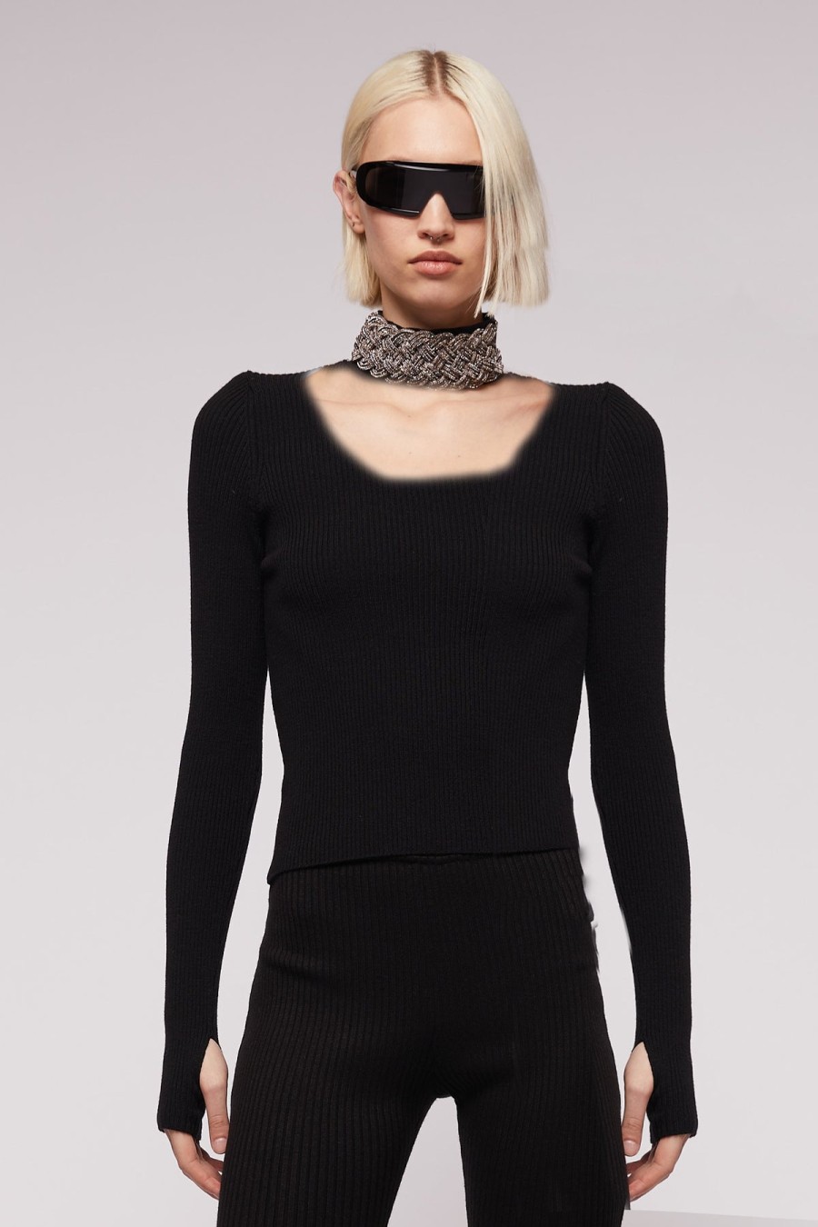 Giuseppe di Morabito Wool Knit With Tubular Neck Detail Black | Knitwear