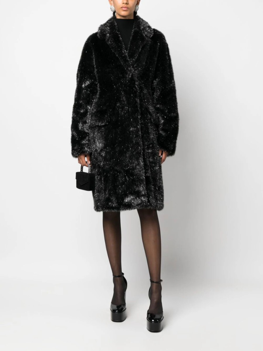 Philosophy Di Lorenzo Serafini Metallic Faux Coat Black | Outerwear