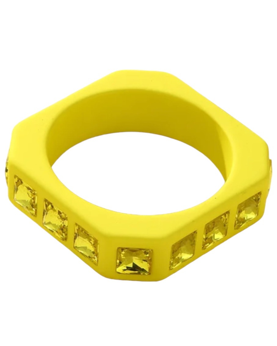 Mélange de Luxe Square Bangle Bracelet With Colorful Crystals Yellow | Bracelets