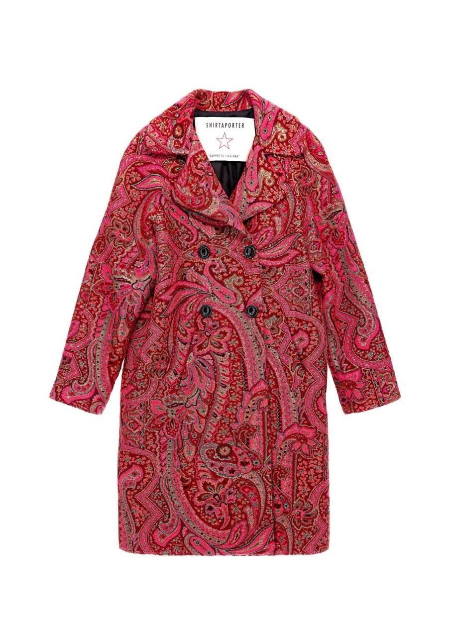 SHIRTAPORTER Paisley Jacquard Coat Pink | Outerwear