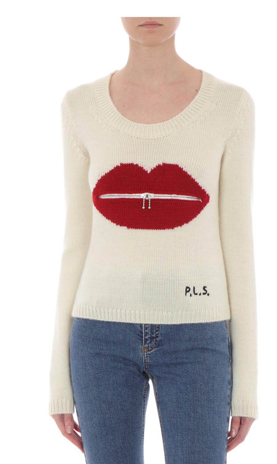 Philosophy Di Lorenzo Serafini Red Lips Wool Knit White | Knitwear