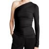 Halston Stefanie One-Shoulder Top Black | Occasionwear