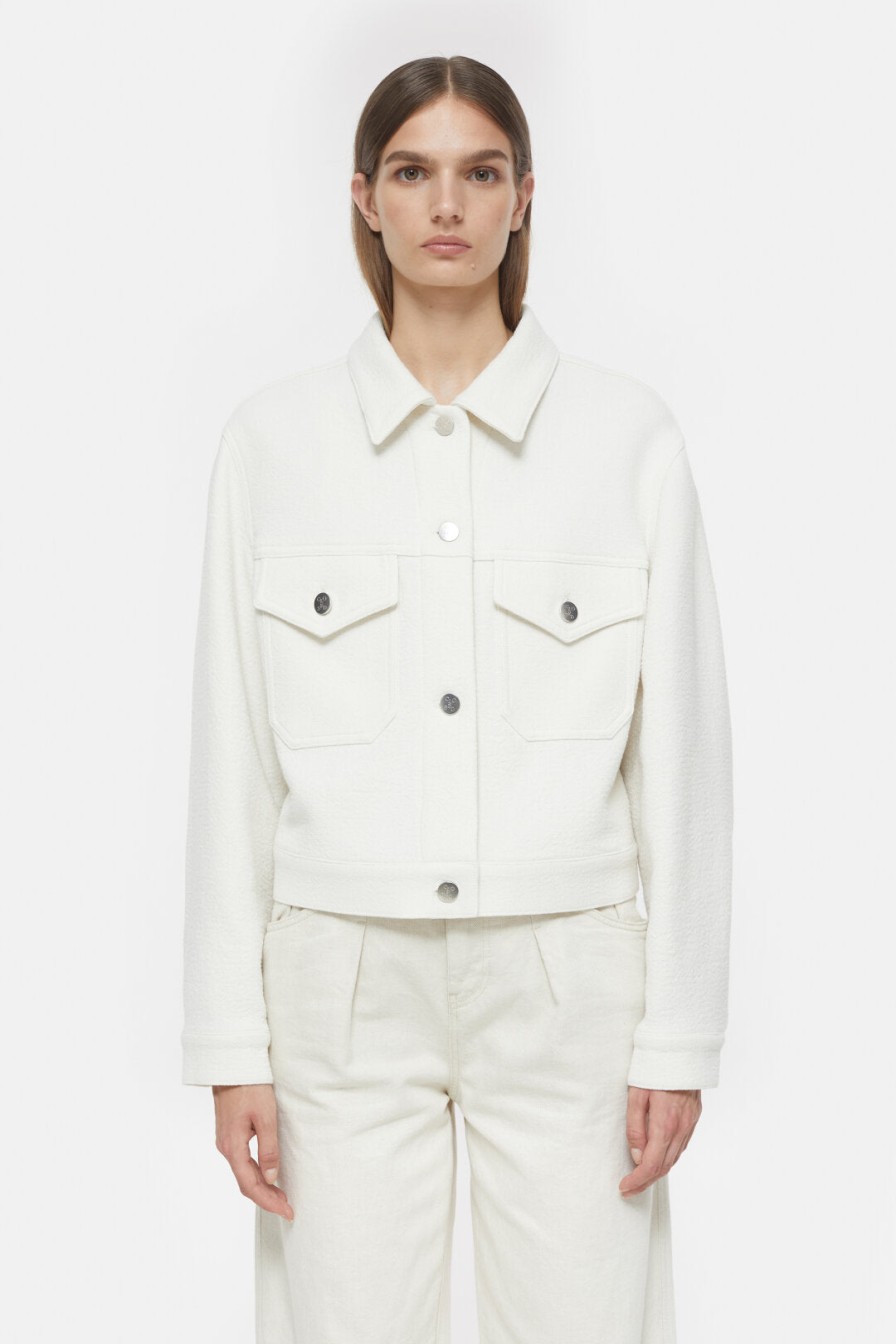 CLOSED Italien Fabric Cropped Jacket Ivory White | Outerwear