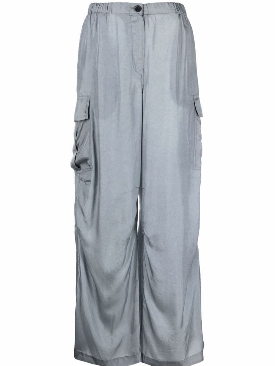 Aspesi Wide-Leg Cargo Trousers Soft Blue | Pants