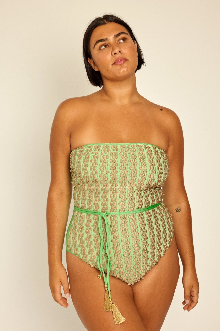 Hanne Bloch Pompom Swimsuit Mint Green | Vacationwear