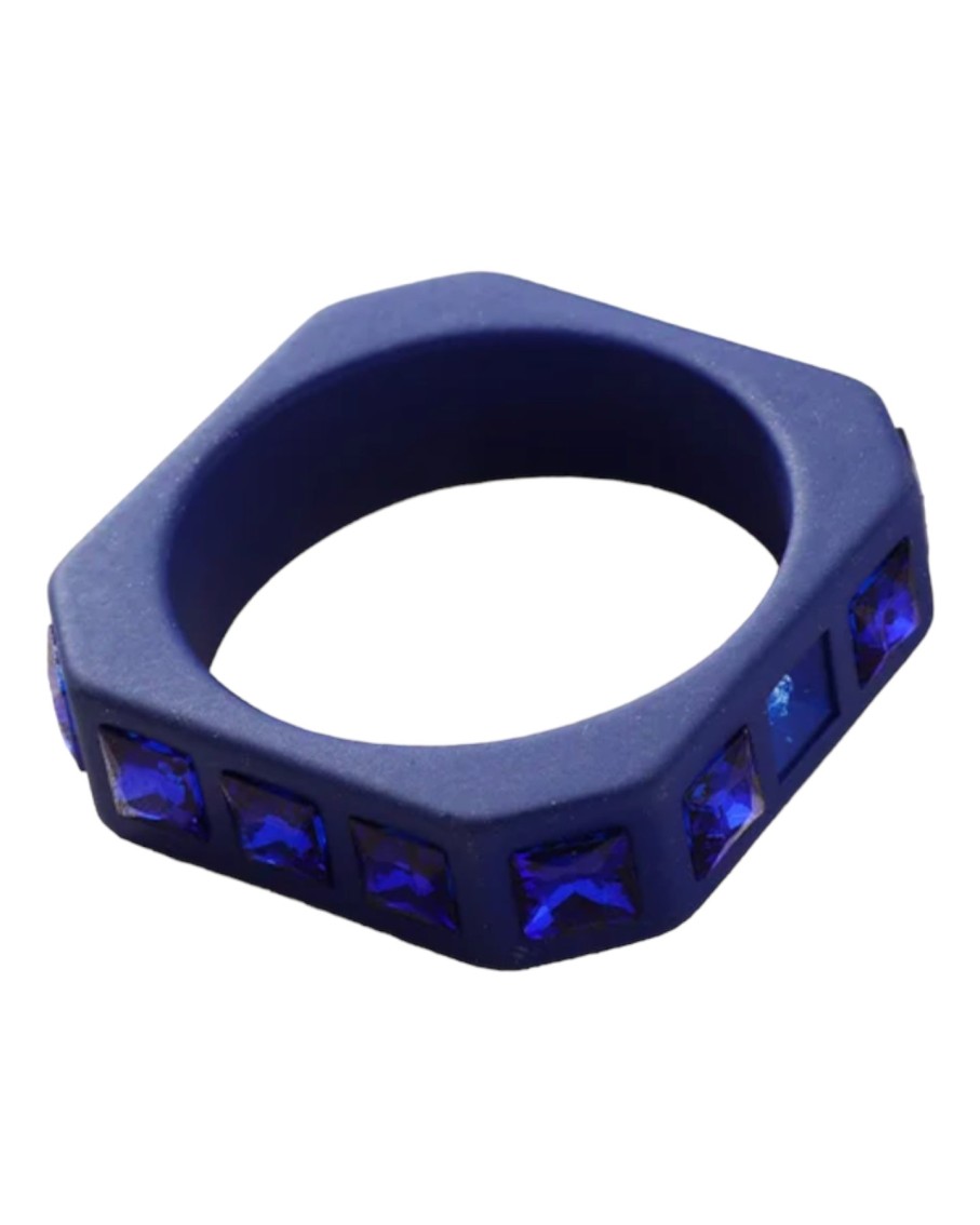 Mélange de Luxe Square Bangle Bracelet With Colorful Crystals Blue | Bracelets